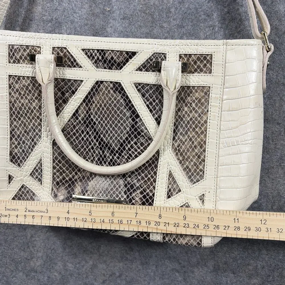 Brahmin Priscilla Satchel Natural Leighton Handbag Purse‎ Snakeskin Taupe